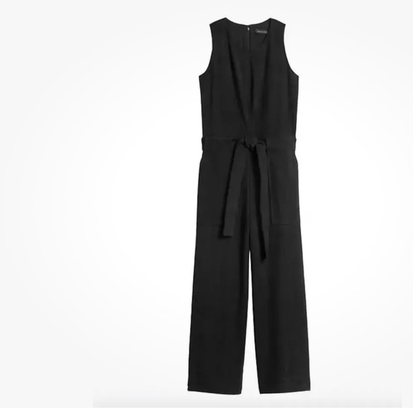 Banana Republic Vegan suede Belt Wide leg Crop romper pockets women size 0 - Picture 3 of 8